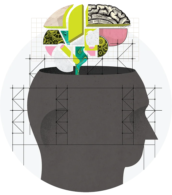 abstract image of head with geometric brain