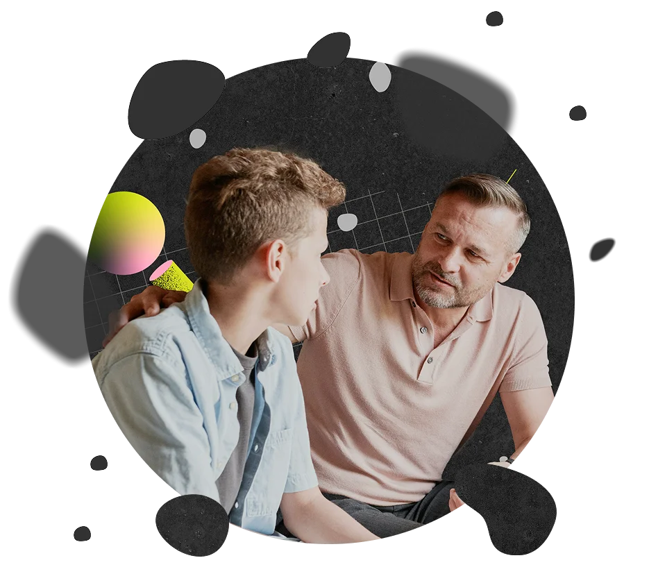 Father and son talking